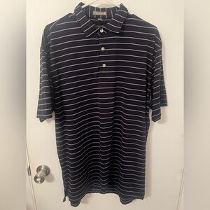 Peter Millar Black and Purple Striped Polo Shirt